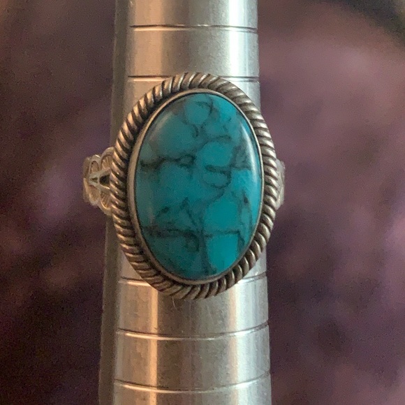 Genuine Spiderweb Turquoise Ring - Picture 2 of 9